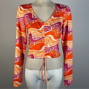 Twik Orange and Purple Patterned Blouse L